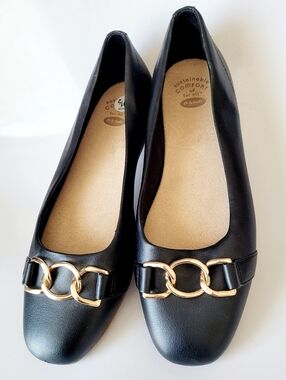 Dr.Scholl's Women's Ballet Flats Gold Metallic Link Black US 9.5 New Without Tag